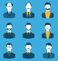Image showing Set business people, front portrait of males isolated on blue ba