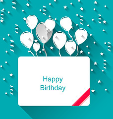 Image showing Greeting Invitation with Balloons for Happy Birthday
