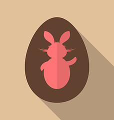 Image showing Easter bunny in chocolate egg, trendy flat style