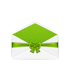 Image showing Open white envelope with bow ribbon for St. Patrick\'s Day, isola