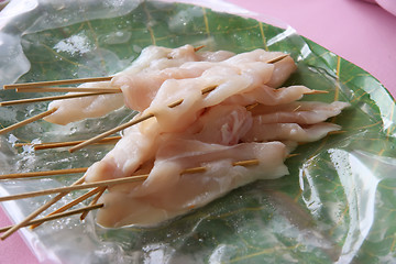 Image showing Raw fish skewers