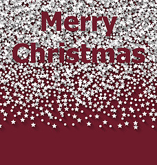 Image showing Lettering Merry Christmas on red backdrop white snow particles