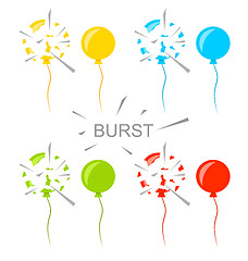 Image showing Set Colorful Popped Balloons Isolated