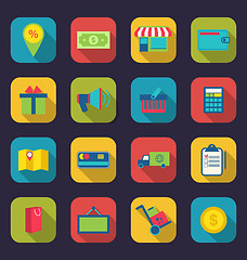 Image showing Set flat colorful icons of e-commerce shopping symbol, online sh