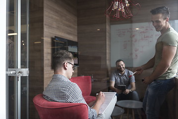 Image showing team meeting and brainstorming in small private office