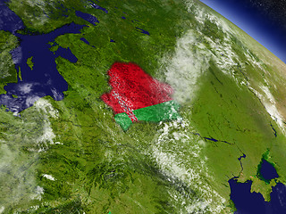 Image showing Belarus with embedded flag on Earth