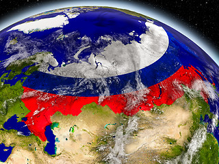 Image showing Russia with embedded flag on Earth