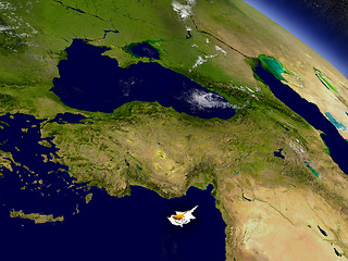 Image showing Cyprus with embedded flag on Earth