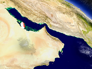 Image showing Qatar with embedded flag on Earth