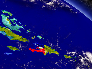 Image showing Haiti with embedded flag on Earth