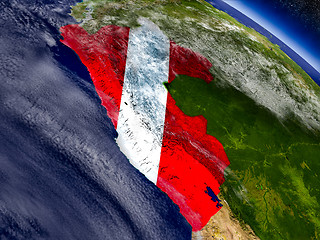 Image showing Peru with embedded flag on Earth
