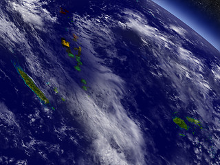 Image showing Vanuatu with embedded flag on Earth