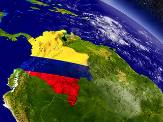 Image showing Colombia with embedded flag on Earth
