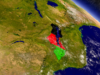 Image showing Malawi with embedded flag on Earth
