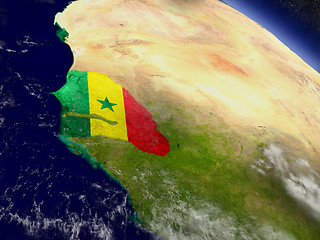 Image showing Senegal with embedded flag on Earth