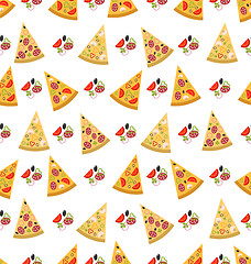 Image showing Seamless Pattern with Slices of Pizza