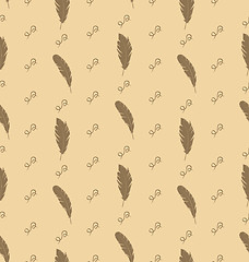 Image showing Illustration Seamless Pattern of Feathers with Ornate Elements, 