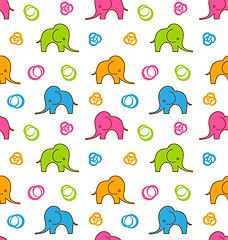 Image showing Seamless Texture with Colorful Cartoon Elephants