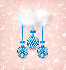 Image showing  Christmas Elegance Card with Balls and Cloud