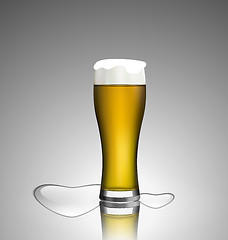 Image showing Close up glass of beer with hearts
