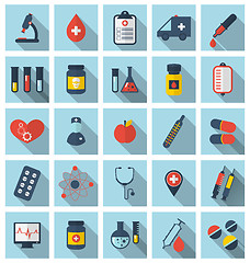 Image showing Collection trendy flat medical icons with long shadow