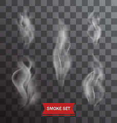 Image showing Set of Transparent Smokes on a Plaid Background 