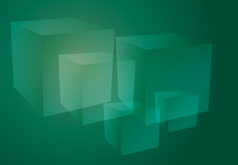 Image showing Abstract cubes green