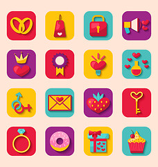 Image showing Creative Flat Design Icons for Happy Valentin\'s Day