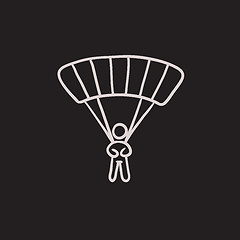 Image showing Skydiving sketch icon.