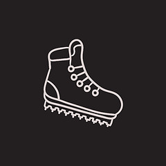 Image showing Hiking boot with crampons sketch icon.