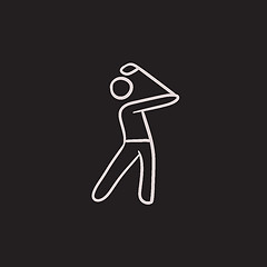 Image showing Golfer sketch icon.