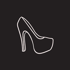 Image showing High heel shoe sketch icon.