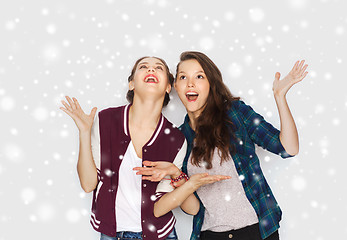 Image showing happy smiling pretty teenage girls having fun