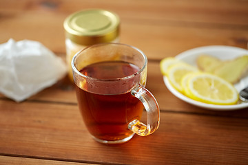 Image showing tea cup with lemon and honey