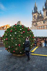 Image showing Beautiful Woman in Prague Old Town square