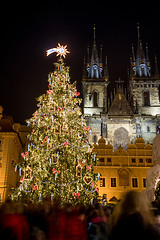 Image showing Christmas tree at Old Town Square in Prague