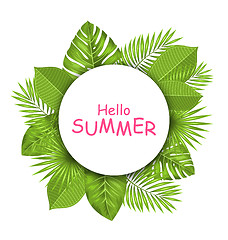 Image showing Summer Beautiful Card with Green Tropical Leaves for Design