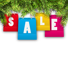 Image showing Abstract Background with Christmas Shopping Sale Bags