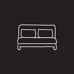 Image showing Double bed sketch icon.