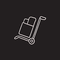 Image showing Shopping handling trolley sketch icon.