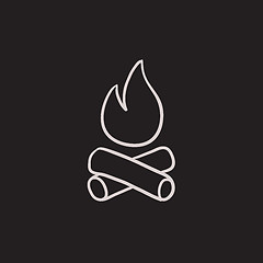 Image showing Campfire sketch icon.