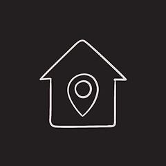 Image showing House with pointer sketch icon.