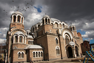 Image showing Stormy church