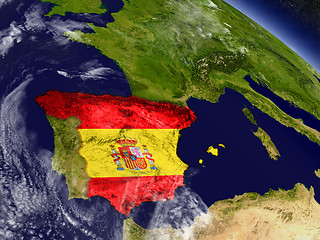 Image showing Spain with embedded flag on Earth