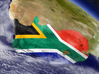 Image showing South Africa with embedded flag on Earth