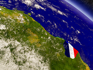 Image showing French Guiana with embedded flag on Earth
