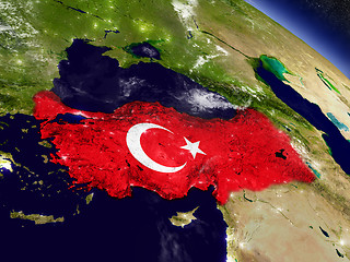 Image showing Turkey with embedded flag on Earth
