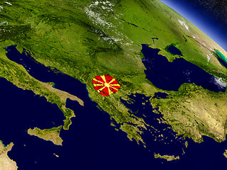 Image showing Macedonia with embedded flag on Earth