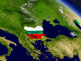 Image showing Bulgaria with embedded flag on Earth