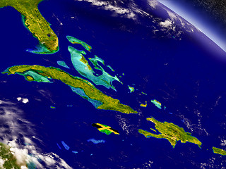 Image showing Jamaica with embedded flag on Earth